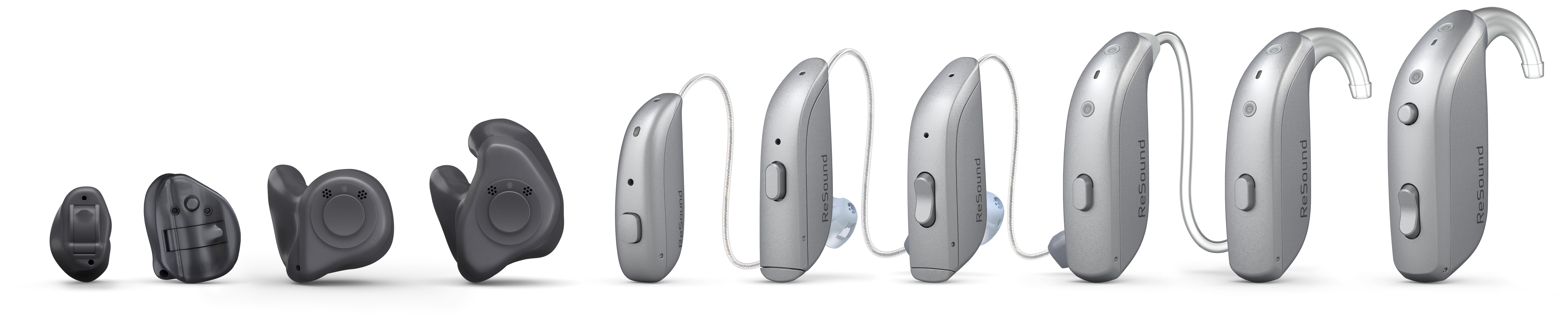 Variety of ReSound hearing aid styles and shapes